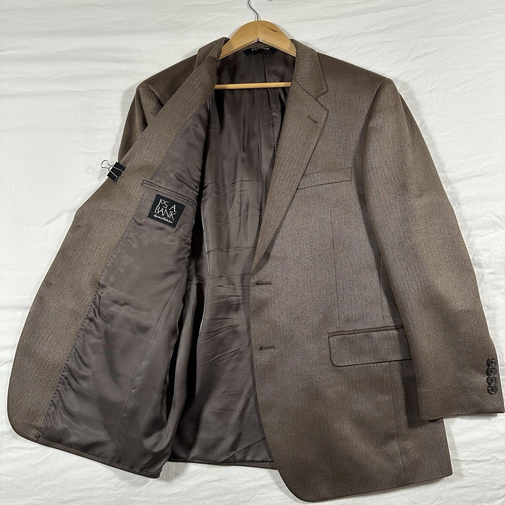 Jos A‎ Bank Sport Coat Mens 42R Beige Herringbone Silk Camel Hair Blazer Jacket